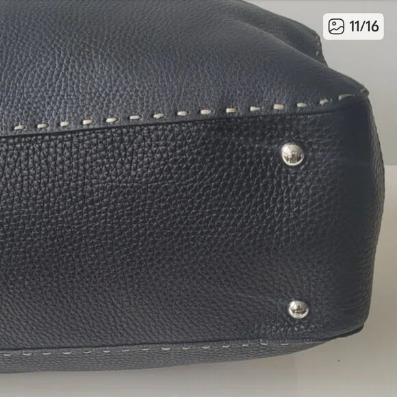 FENDI Selleria Black Leather Tote Bag - Picture 10 of 14